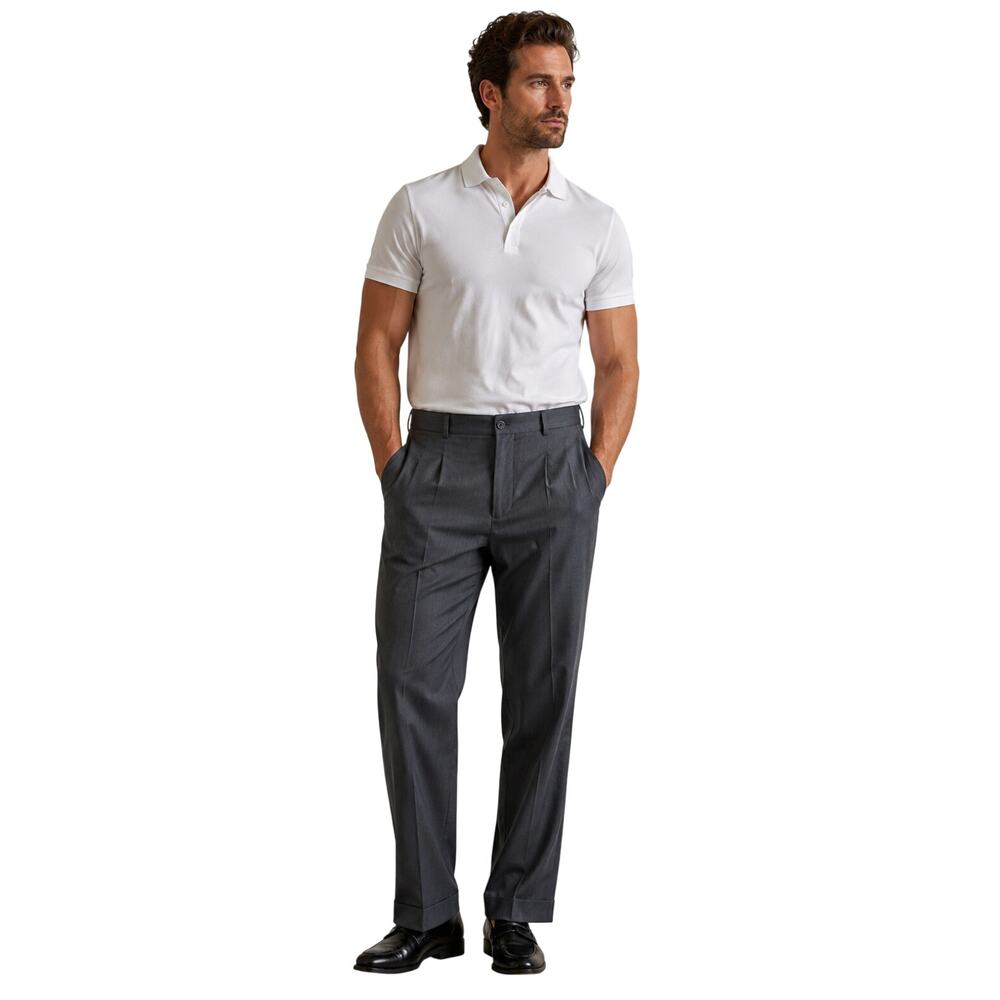 38x29 wool lycra blend brooks brothers grey work slacks preppy pleated pants